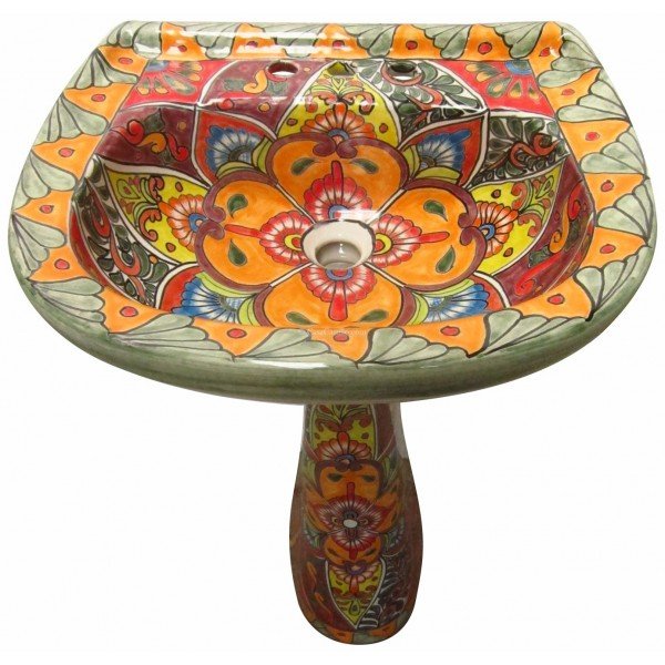 Mexican Talavera Pedestal Sink Jessica